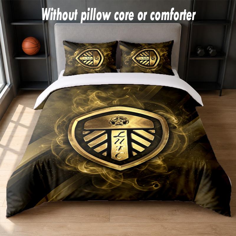 Leeds United Design Bett Bettwäsche Set 1 Bettbezug + 2 Kissenbezüge Weich Atmungsaktiv Haushalt Bettwäsche
