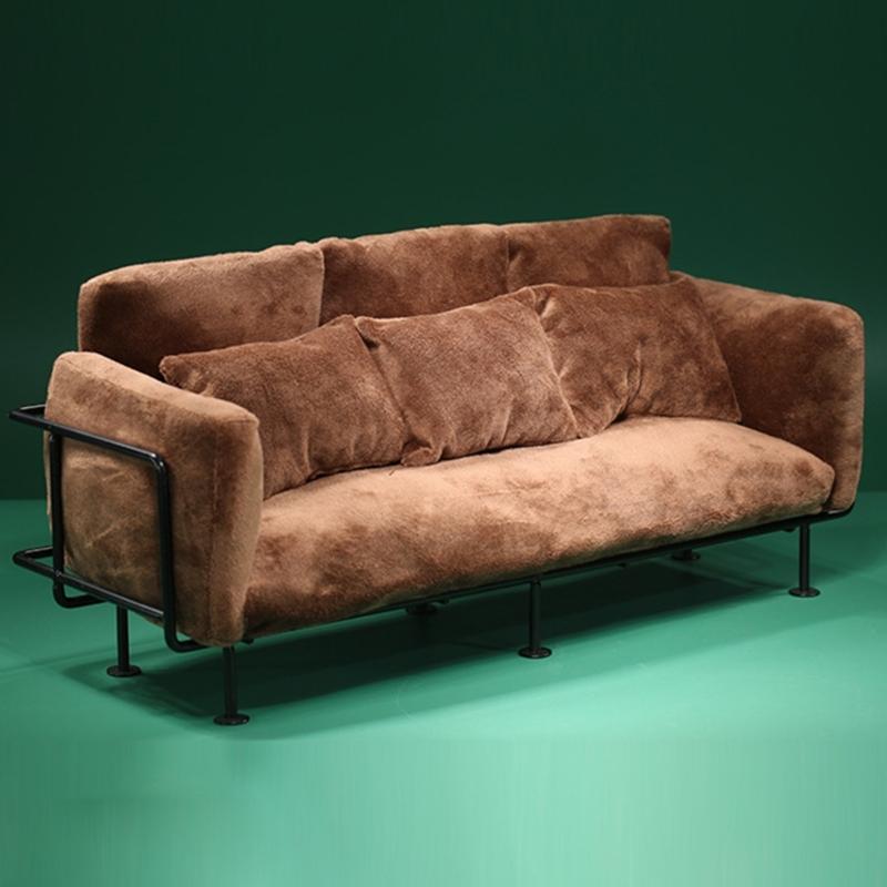 European Styles Velvet Sofa Furniture With Removable Cushion And Metal Frame for 1/6 Doll House Scene Display Accessories