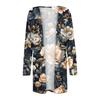 Women's Fashion Casual Retro Floral Print Mid-Length Cardigan Jacket
