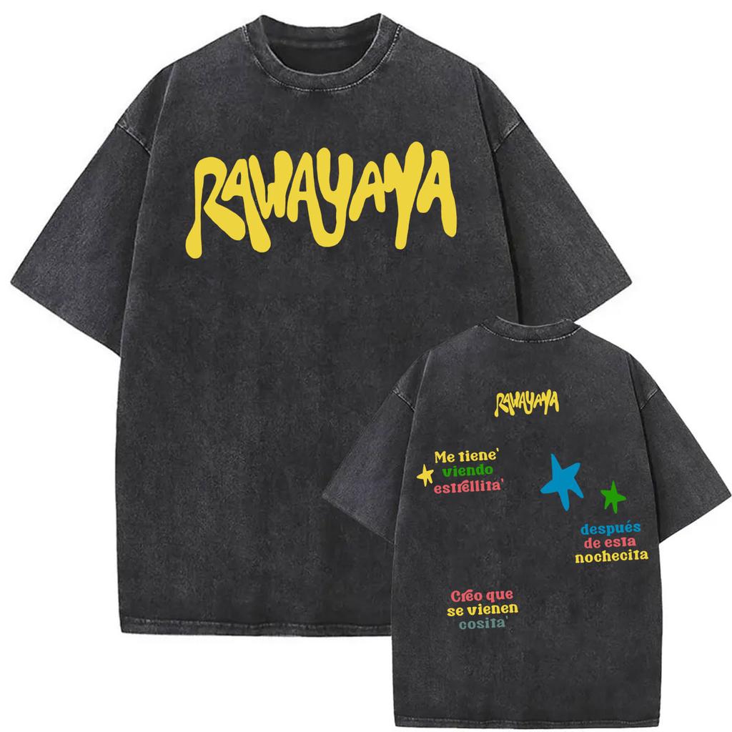 Vintage Washed Rawayana ¿Donde Es El After? Tour 2026 Print T-shirt Men Women Hip Hop Fashion T Shirts Summer Tops Loose T Shirt
