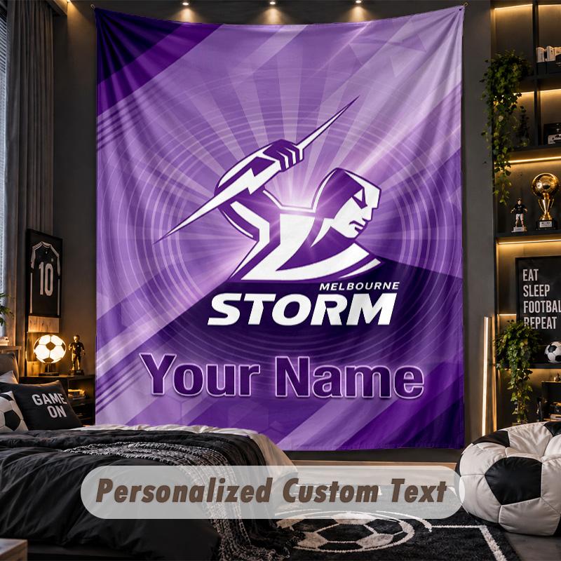 TapestryMelbourne Storm Custom Name Text Personalized Wall Hanging Tapestry Home Wall Decor