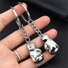 Metal Boxing Gloves Keychain 3D Sport Pendant Creative Fitness Boxing Key Ring  Boxing Lovers