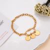 New Customize Name&Date Women Girls Link Chain Bracelet Stainless Steel Round Charm Personalized Jewelry Length 18cm