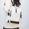 Women's Woven Soft Leather Backpack Large Capacity Color Contrast Multi-Purpose Travel Backpack