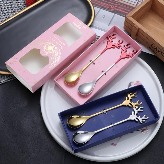 Deer Head Shape Stirring Spoon Multifunction Safe 304 Stainless Steel Spoon