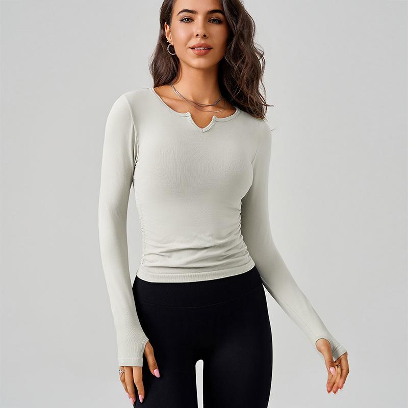 

JOOMON Seamless Long Sleeve Ruched Slim Fit Yoga & Running Top Large білий/вершковий