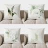 Home Decor Elegant Green & Gold Leaf Pattern Pillow Pattern Cushion Cover Suitable For Sofa Bedroom Car Pillow Cover