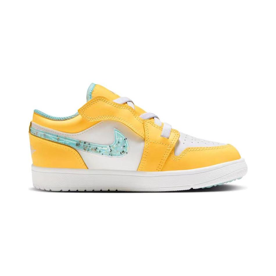 Jordan Air Jordan 1 Low Alt SE PS Canvas Breathable Low top Kids' Skateboarding Shoes Yellow White DX4387-800