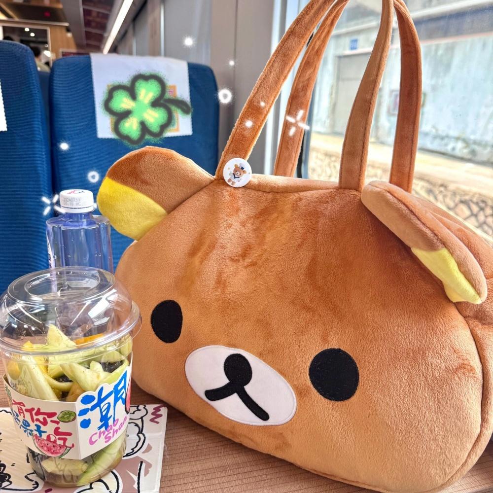 versatile Large capacity Rilakkuma Plush shoulder bag Cute Bear Tote Bag Casual Shoulder Bag hand-held crossbody travel bag