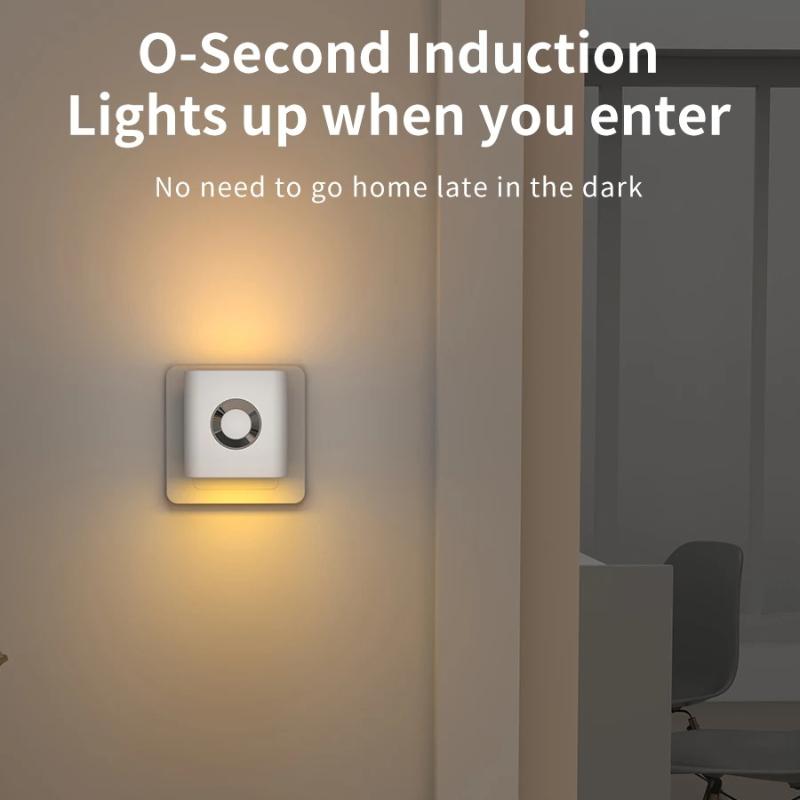 Eu Plug Led Motion Sensor Wall Lamp 120° Wide Angle Warm White Night Light For Stairs Bedrooms Hallways - Eye Protection