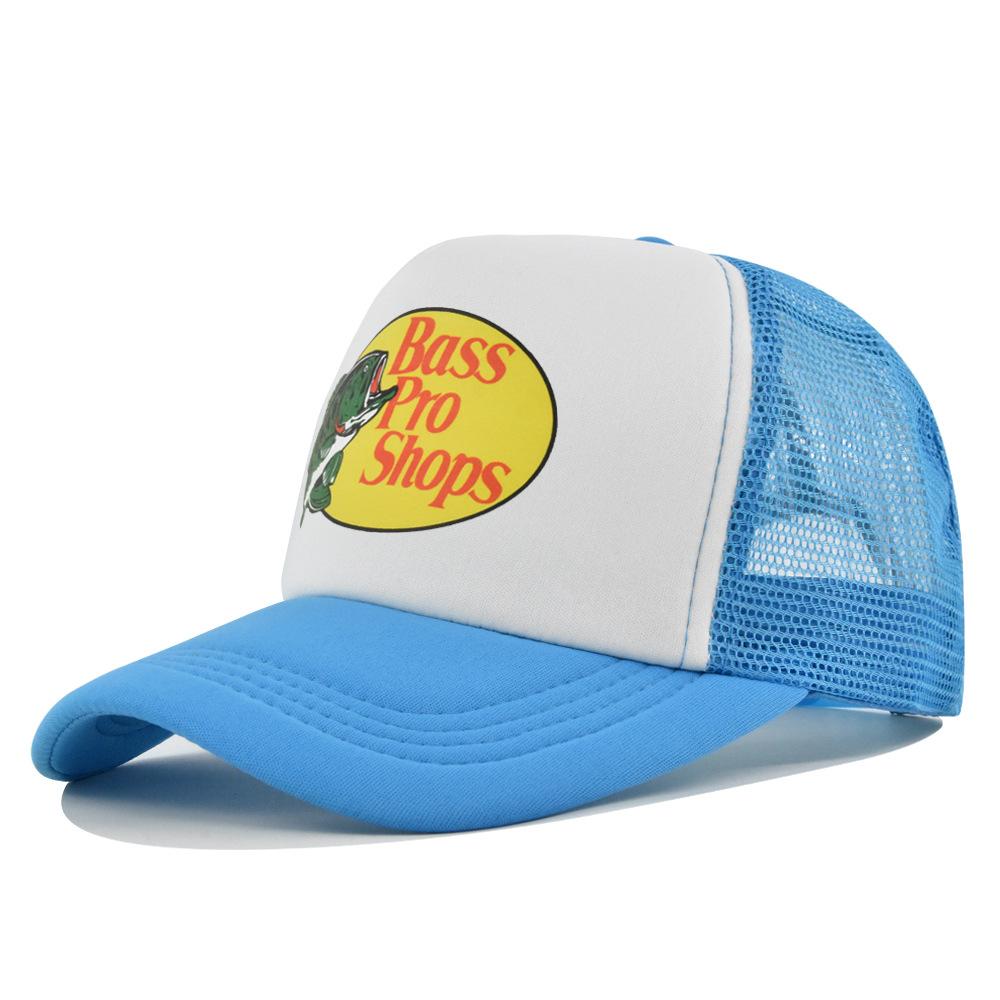 Klassische Logo Trucker-Kappe, Weiß & Hellblau Atmungsaktive Mesh-Baseballkappe, Verstellbarer Outdoor-Sonnenhut zum Angeln