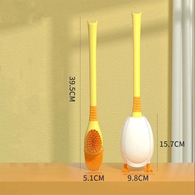 Creative Duck Shape Floor-to-ceiling Toilet Brush Set Silicone Brush Soft Brush To Clean The Toilet Floor