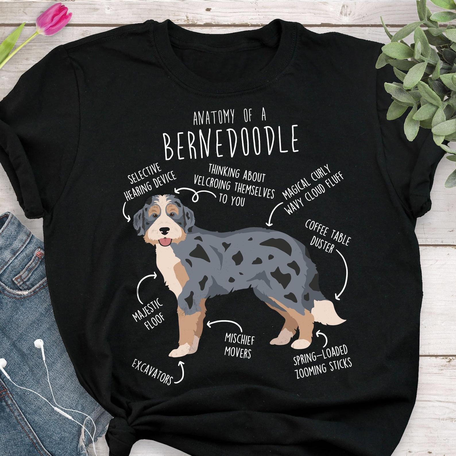 Bernedoodle Shirt, Blue Merle Bernedoodle Dog Lover Gift, , Funny Cute Doodle T-shirt Poodle Mix Cross Tshirt Mom Dad Black Merle 160