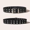 Unisex Star-Studded Hip Hop Punk Leather Belt with Double Holes