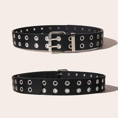 Trendiger Punkgürtel mit doppelter Reihe: Unisex Hip-Hop Denim-Accessoire für Influencer