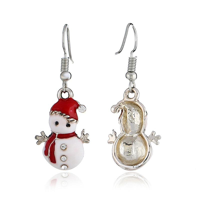 Dainty Cute Hook Earrings Christmas Snowman Earrings Drop Dangle Cartoon Gift Jewelry for Women Girls
