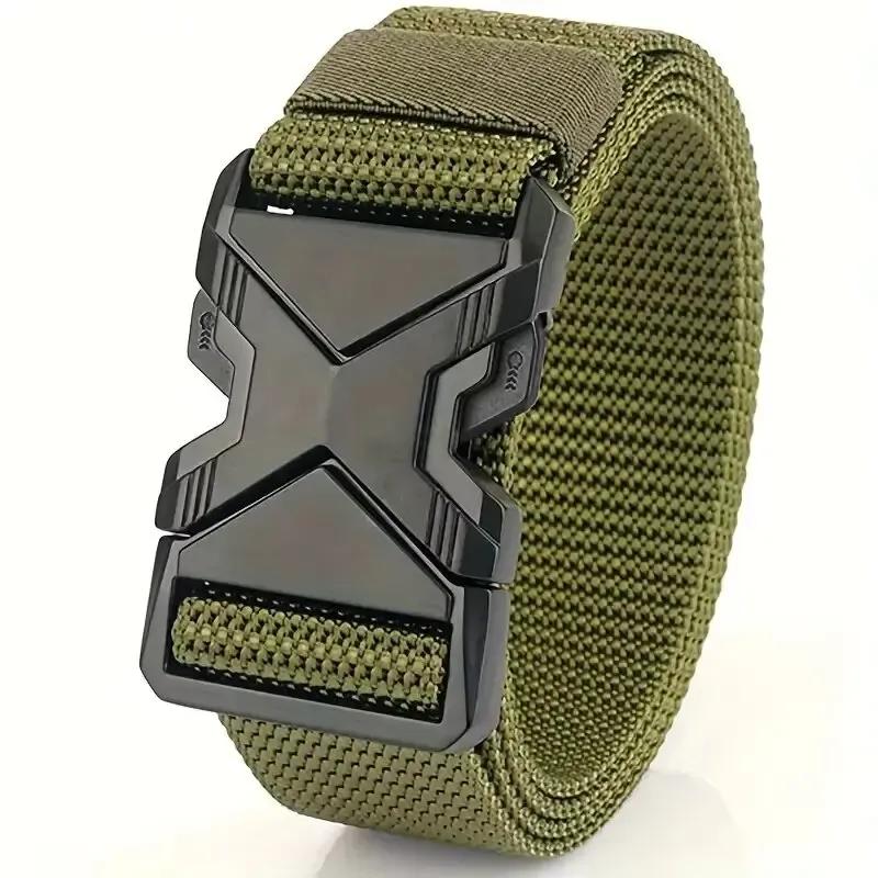 

2025 New Outdoor Tactical Buckle Nylon Belt for Men and Women 110cm зелений