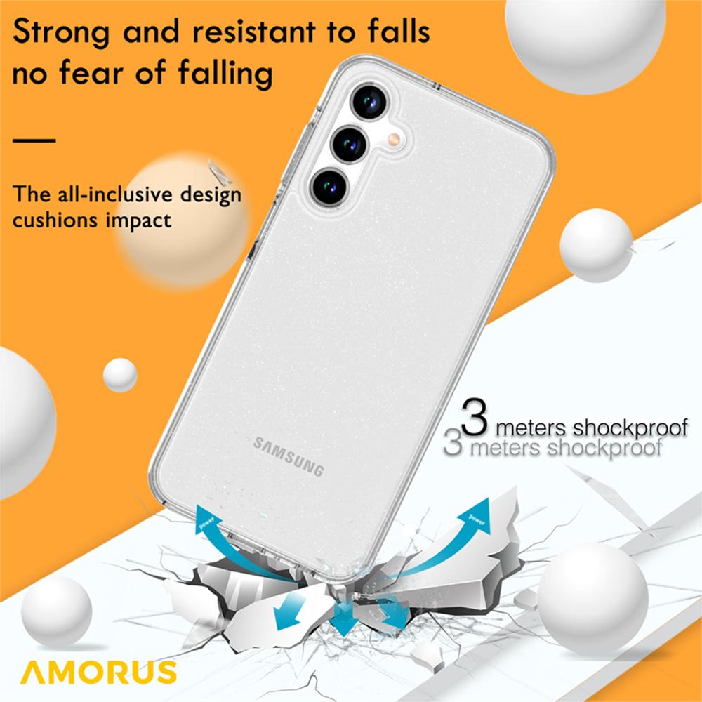 AMORUS Für Samsung Galaxy A15 4G/5G Hülle Weiches TPU Hartes PC Rückteil Stoßfest Handyhülle