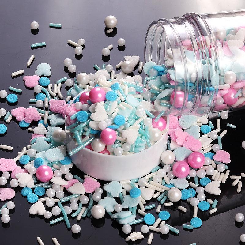 Irisierende Backdekoration Zuckerperlen: Bunter, gemischter Zucker für Cupcakes, Donuts, Lollis und mehr.