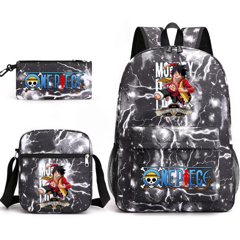 One Piece Anime Backpack Kids School Use Large Capacity Oxford Fabric Dual Shoulder Bag With Padded Straps