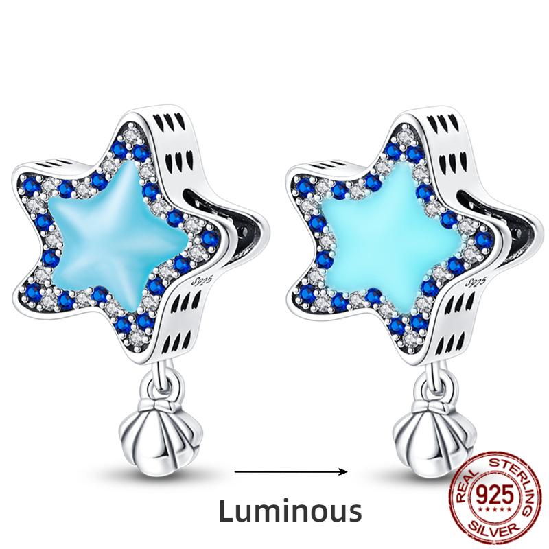 Copper Ocean Series Octopus Turtle Luminous Charms Fit 4Mm Hole Diameter Bracelet Charm Beads Necklace Diy Female Jewelry