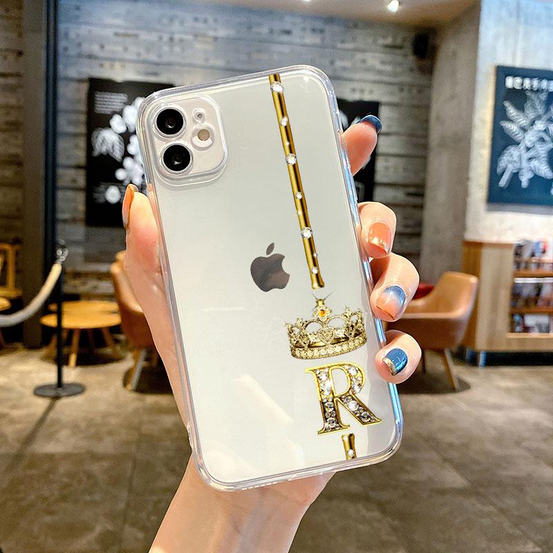 

Прозрачный чехол для Apple iPhone 14 11 13 12 Pro 7 8 Plus XR X XS Max 6 6S 13Pro Чехол для телефона розовое золото 26 букв MRPZ выдалбливают iPhone SE 2022