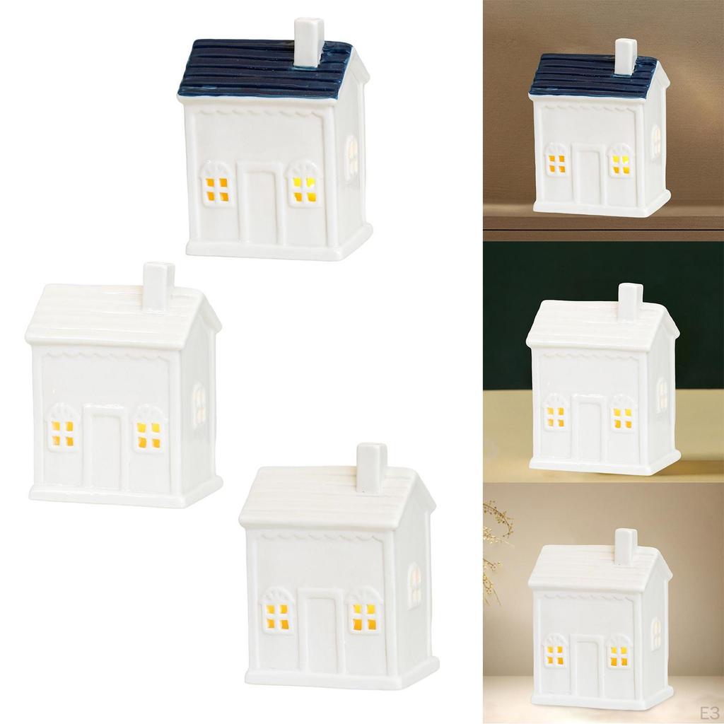 Ceramic Candle Holder DIY with LED Modern Decorative Ornaments White Figures Ornament for Desktop