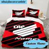 3PCS Custom Name Cap Logo Design Bedding Set, Including 1pc Duvet Cover And 2pcs Pillowcases, Suitable for Dorms and Bedrooms Gift