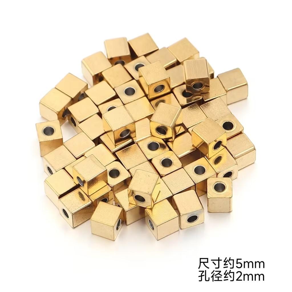 50Pcs 2.5 3 4 5 6mm Stainless Steel Beads Cube Spacer Beads Square Loose Beads For DIY Jewelry Making Necklace Bracelet Supplies