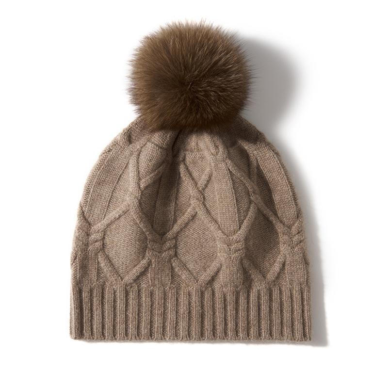 

Cashmere Autumn and Winter New Women s Twisted Flower Warm Butterfly Flower Fur Ball Ear Protection Hat Knitted Casual Hat One size