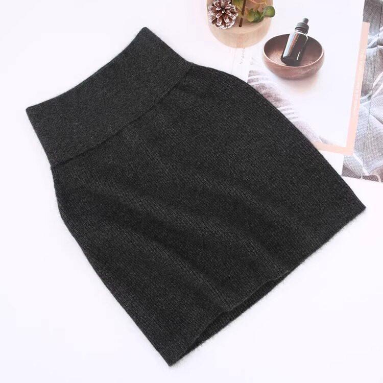2025 New Style Women's Black High-Waisted Knit Bodycon Midi Skirt - Slim, A-Line, Spicy Girl Autumn/Winter