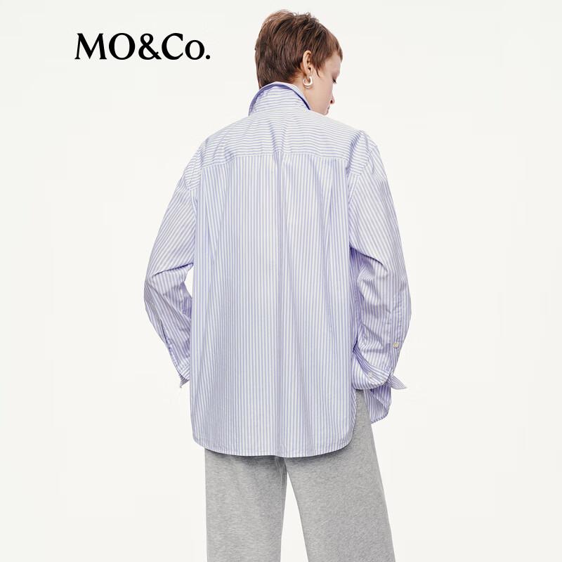 MO&Co. Heart Embroidery Striped Cotton Shirt