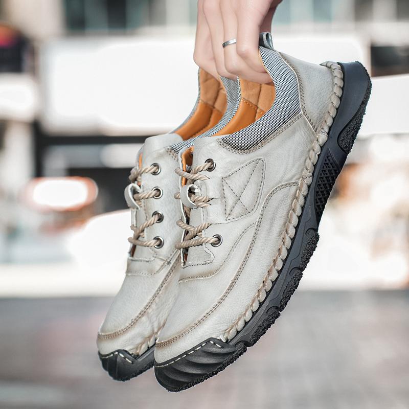 Fashion Fashion Lace-Up Men's Casual Shoes Lightweight Leather Man Treking footwear Board Shoes Outdoor Sports Sneakers Hiking Trainers