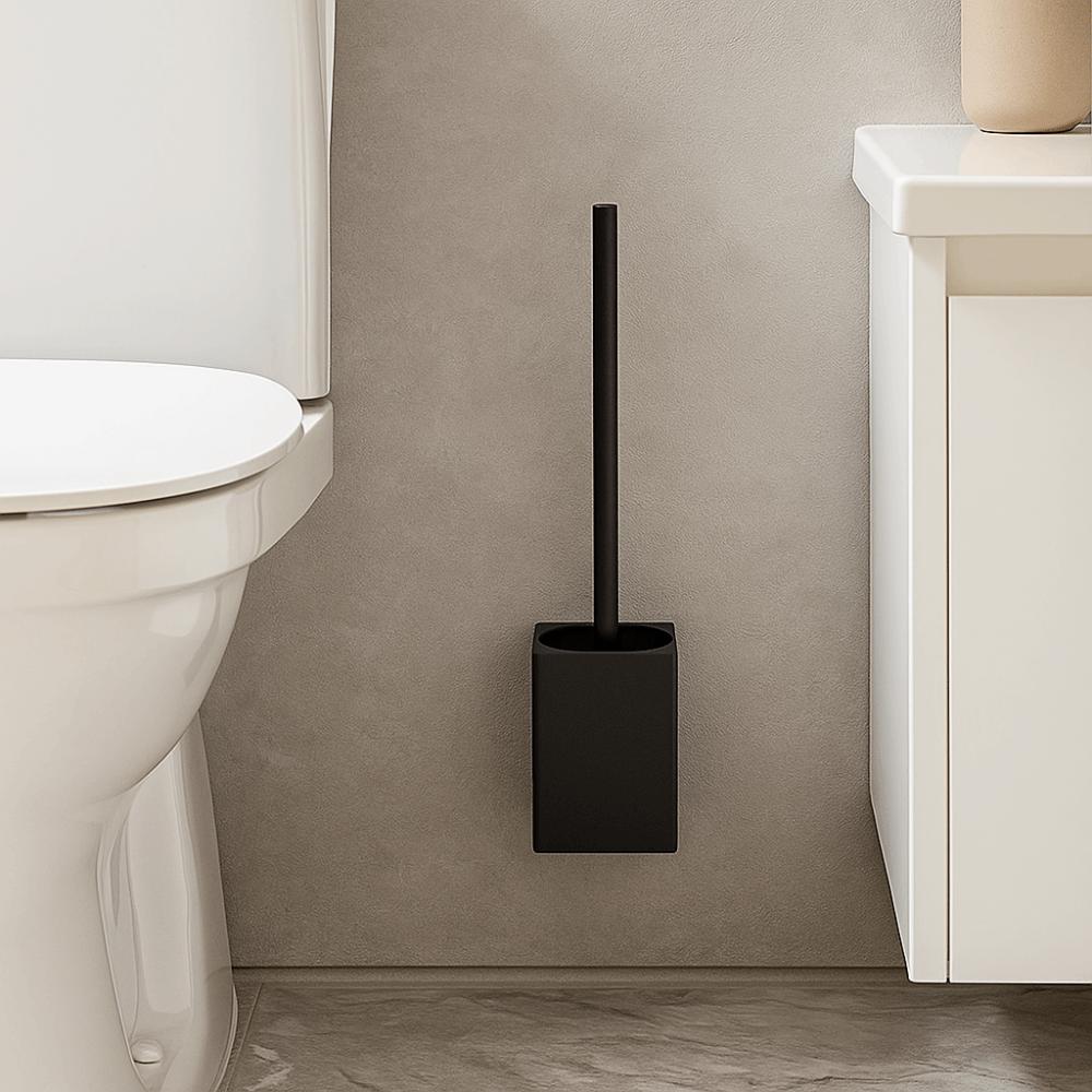 Metal Shell Toilet Brush Set No Dead Angle Rustproof Toilet Cleaning Brush Nail Free Installation Wall-Mounted