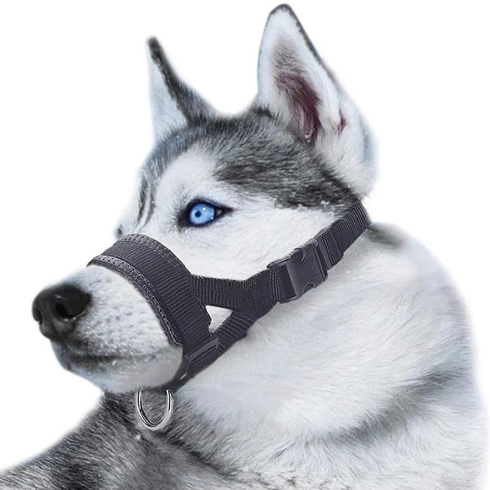 New Soft Nylon Dog Muzzle Adjustable Loop M/L/XL Pet Mouth Mask with Leash Ring Bite Prevention Pet Muzzle Behavior Train