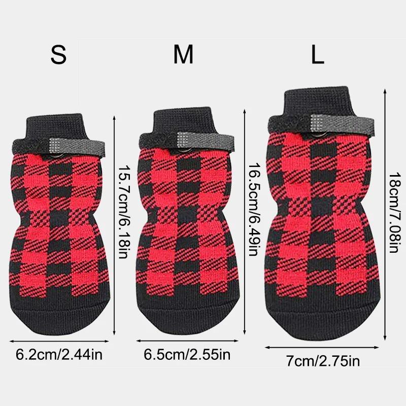 4PCS/Set Pet Socks Foot Cover Cat and Dog Socks Outdoor Non-Slip Waterproof Shoes Large and Small Dog Shoes