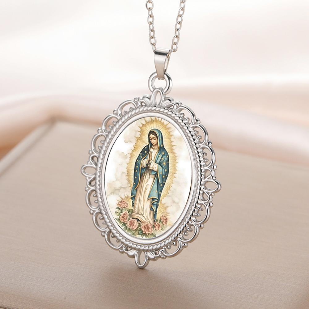 Our Lady of Guadalupe Necklace Catholic Virgin Mary Pendant Religious Faith Pray Protection Amulet Stainless Steel Jewelry