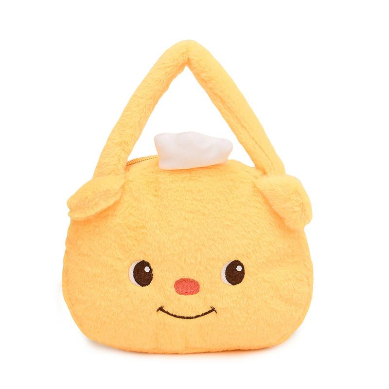 Ins niedlicher kleiner gelber Bär großer Kopf Puppe Tasche Cartoon Mädchen Herz Plüschtasche Soft Girl Aufbewahrung Handtrage kleine runde Tasche