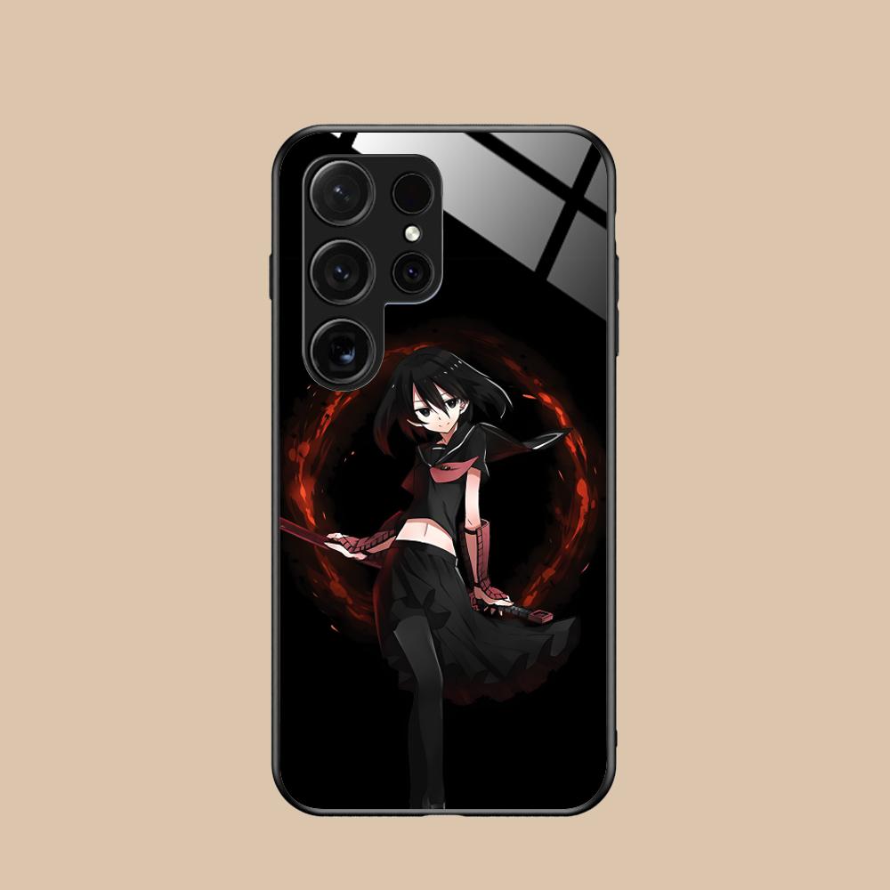 Akame Kurome Glass Mobile Phone Case for Samsung Galaxy S26 S25 S24 S23 S22 S21 S20 Note20 Plus FE Ultra Colorful Cover