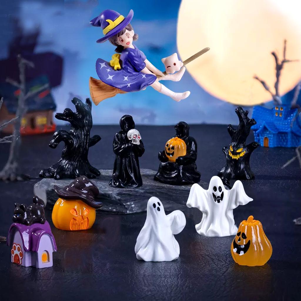 10 pcs Mini Ghost Spooky Holiday Figures Resin Miniature Animals Garden Decoration.Dollhouse Micro Landscape Accessories