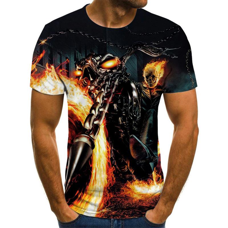 Summer Men's Trendy Casual Evil Knight Digital Printed 3D Short Sleeved T-shirt
