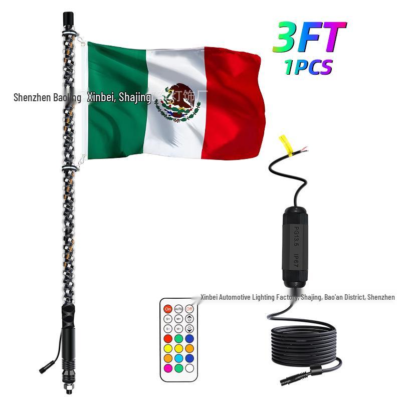 RGB Off-road Flagpole and Beach Atmosphere Light with Brake Function