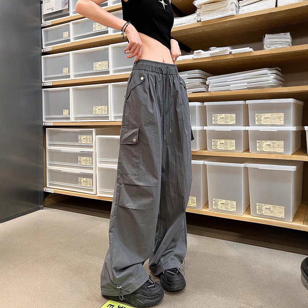 Japanese Style Women's Parachute Cargo Pants for Summer 2025 - Casual Hiking Mopping Pants