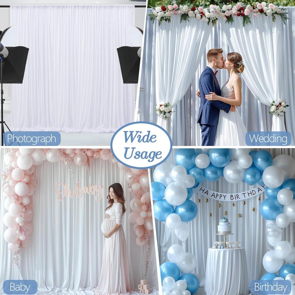 10x10ft Wrinkle Free White Backdrop Curtain for Parties Soft Fabric Drapes Wedding White Curtain Backdrop for Birthday Party Decorations Background