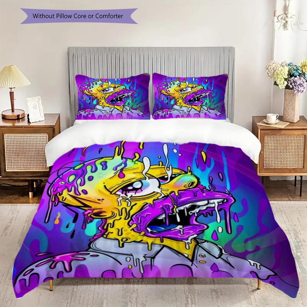 Vibrant Chaos Surreal Meltdown Bedding (1 * duvet cover + 2 * pillowcase, without core) 2D Flat Duvet cover and pillowcase Bedding set