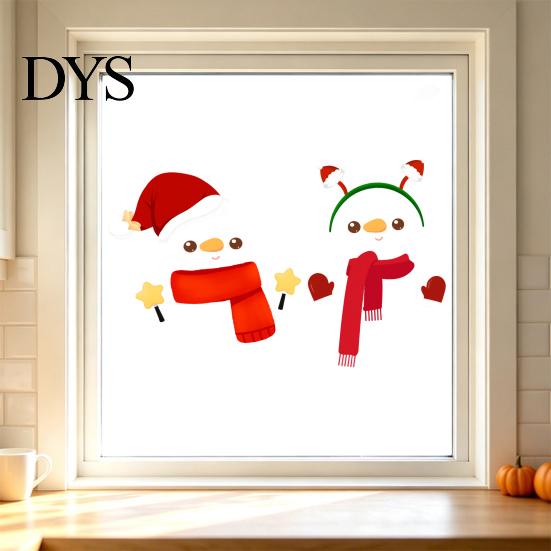 Self Adhesive Window Art Christmas Snowman Static Glass Stickers, Simple Clings, Waterproof PVC Clings Film for Home Store Windows, Cute Cartoon