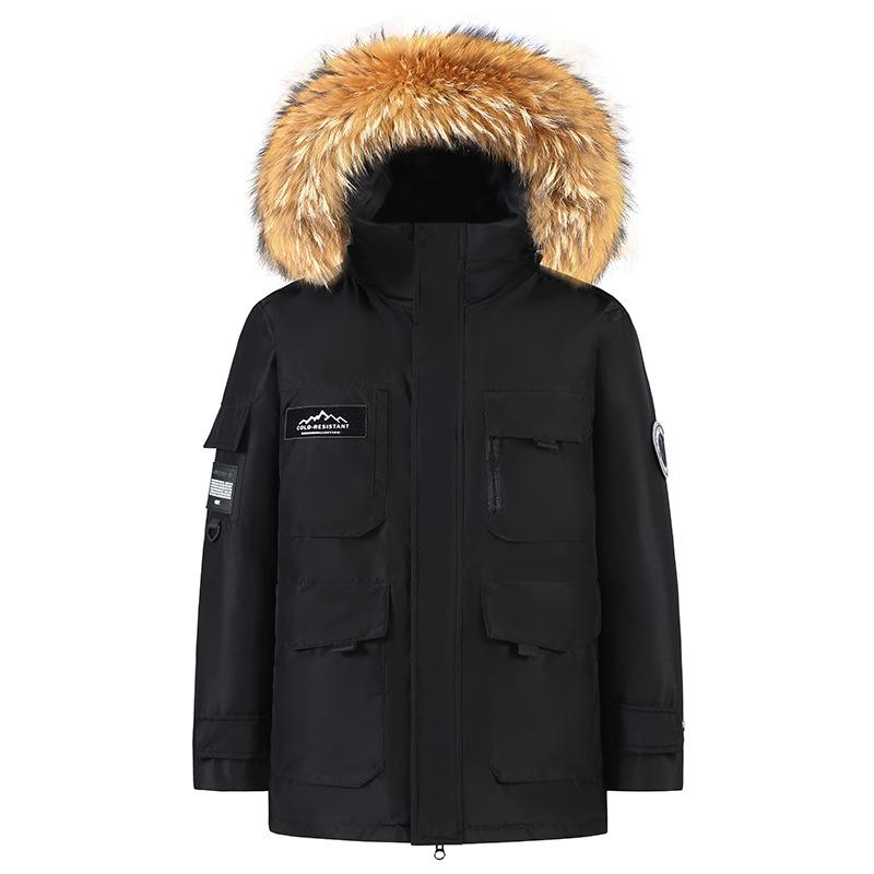 

Женский пуховик средней длины и длинный зимний мужской женский парный женский утолщенный модный пуховик с капюшоном XXXL чёрный