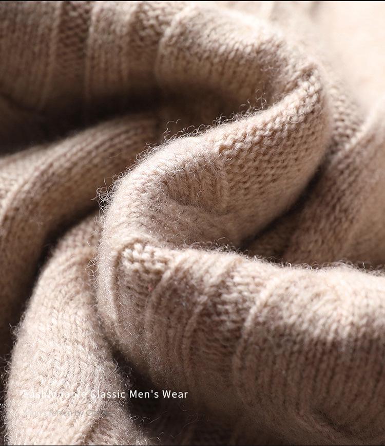 Men's Stand Collar Four-Button Jacquard Wool Sweater, Winter 2025 Fashion for Young and Middle-Aged, Casual Base Layer