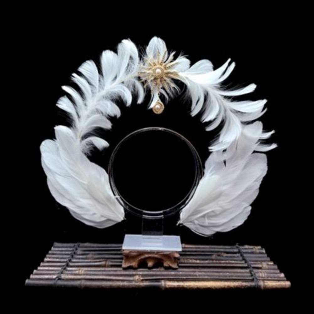 Ручна корона-обруч для волосся з пір'ям "Слава" Двошаровий обруч-крила Різдвяна вечірка