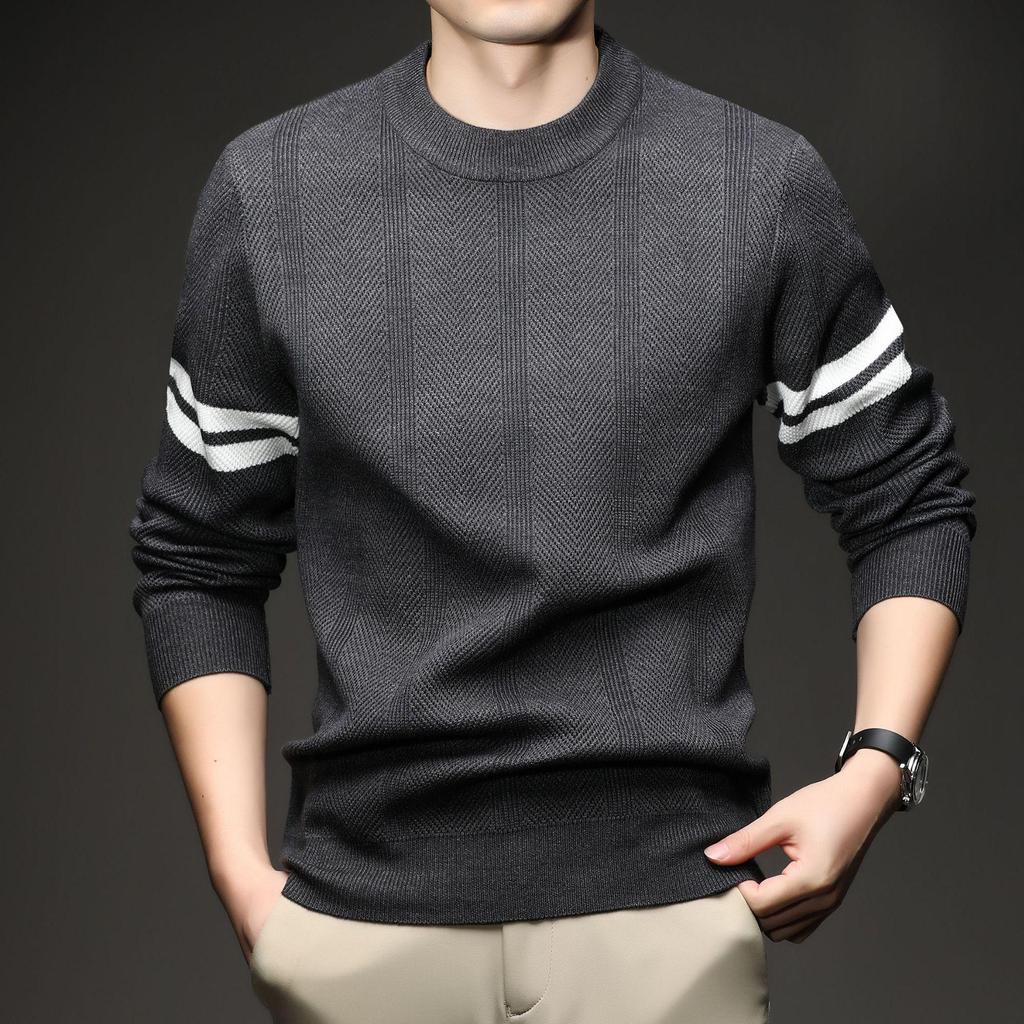 Men's Trendy Thick Jacquard Knit Sweater - Warm, Anti-Pilling, Light Luxury for Autumn/Winter